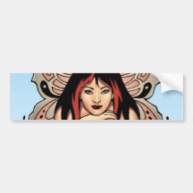 Goth Fairy with Flowers, Butterfly Wings by Al Rio Bumper Sticker