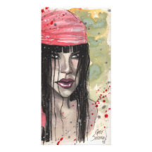 Goth Girl in red Scarf by Gary Shipman Photo Card