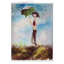Goth Girl with Parasol Greeting Card