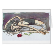 Goth Girl with Rose Card