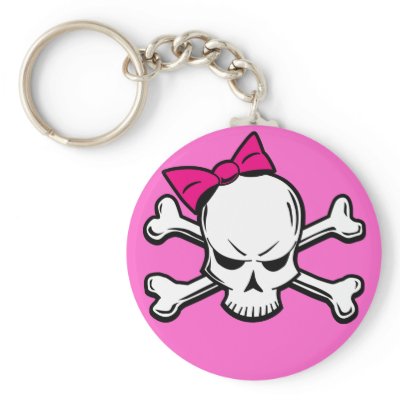 Goth girly skull - keychain by merlin1974