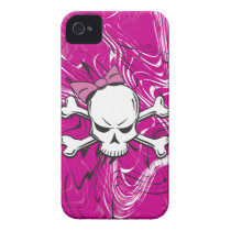 Goth Girly Skull with pink bow Iphone 4 Cover