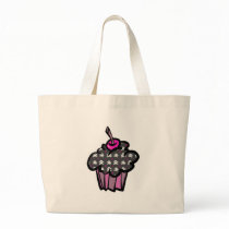goth skull crossbones cupcake tote bags