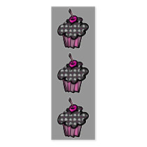goth skull crossbones cupcake bookmark business card