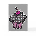goth skull crossbones cupcake card