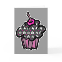 goth skull crossbones cupcake card