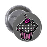 goth skull crossbones cupcake pinback buttons