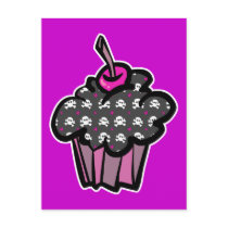 goth skull crossbones cupcake post card