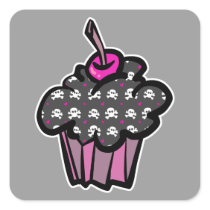 goth skull crossbones cupcake stickers