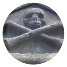 Goth skull skeleton bones dinner plate