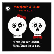 Goth Skulls Halloween Wedding Invitation