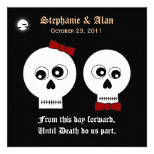 Goth Skulls Halloween Wedding Invitation