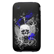 Goth Winged Grunge Skull Speck Case (indigo) iPhone 3 Tough Case