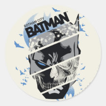 Gotham City Batman Skull Collage Sticker