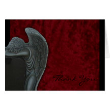 Gothic Angel on Red Velvet Wedding Thank You Card