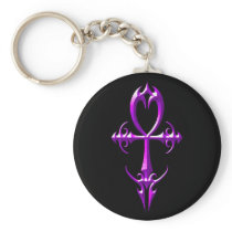 Gothic Ankh, purple and black Key Chains