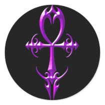 Gothic Ankh, purple and black Stickers