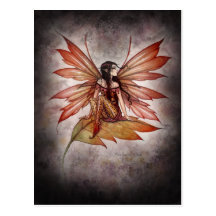 Gothic Autumn Fairy Art Postcard by Molly Harrison