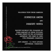 Gothic Barbed Wire and Rose Elegant Wedding Personalized Invitation