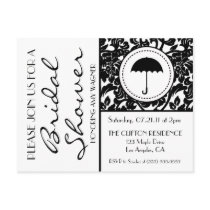 Gothic Black & White Flourish Bridal Shower Invite