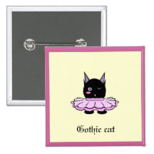 Gothic cat button square