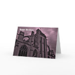 Gothic cathedral in purple Happy Birthday Greeting Card
