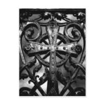 Gothic cemetery wrought iron celtic cross in heart post card