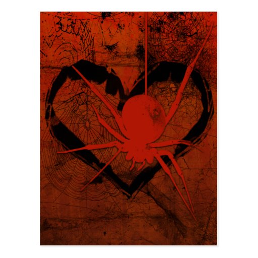 Gothic Creepy SpiderHeart Eyes Postcard