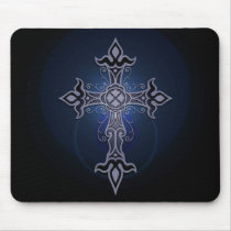 Gothic Cross (blue) Mouse Pad