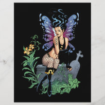 Gothic Fairy Grave Sitting with Tears by Al Rio Custom Flyer