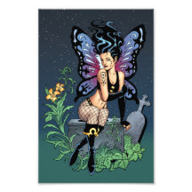 Gothic Fairy Grave Sitting with Tears by Al Rio Photo Print