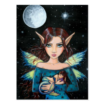 Gothic Fairy Mermaid Postcard by Molly Harrison