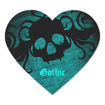 Gothic fantasy skull blue and black heart stickers