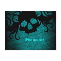 Gothic fantasy skull blue and black post cards