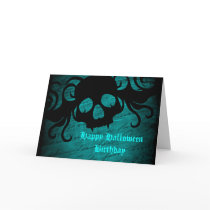 Gothic fantasy skull Halloween birthday Greeting Cards