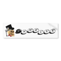 Gothic gambler skull tattoo design bumper stickers