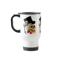Gothic gambler skull tattoo design mug