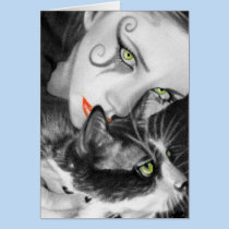 Gothic Girl Kitty Card cards