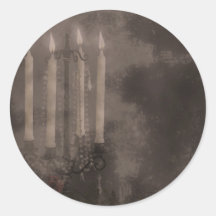 Gothic Glow Candle Light Roses Wedding Round Sticker