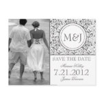 Gothic Grey on White Flourish Save the Date