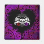 Gothic Heart Skulls and Roses Fridge Magnets