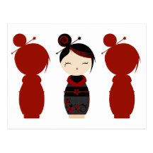 Gothic Kokeshi x4 Postcards