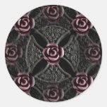 Gothic medieval iron cross with rose round sticker