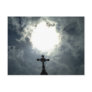 Gothic open heavens cemetery cross postcard