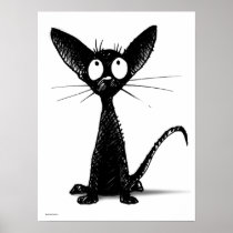 Gothic Oriental Black Cat Poster