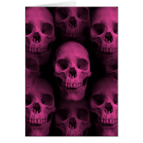 Gothic punk girly hot pink cute skull greeting cards