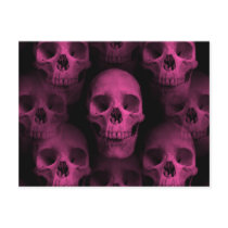 Gothic punk girly hot pink cute skull post cards