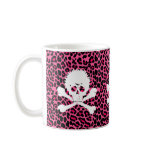 Gothic Punk Skull with Pink Leopard Print Coffee Mug