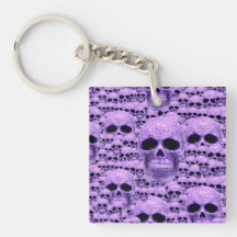 Gothic Purple Skulls Acrylic Keychains