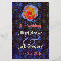 Gothic Rose Damask Wedding Program Personalized Flyer